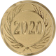 Aluemblem geprägt gold 25mm - Jahreszahl 2020