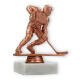 Pokal Kunststofffigur Eishockeyspieler bronze auf weißem Marmorsockel 12,8cm