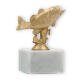 Trophy plastic figure perch gold metallic on white marble base 12,0cm