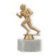 Trophy plastic figure football runner gold metallic on white marble base 16,5cm
