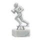 Trophy plastic figure football runner silver metallic on white marble base 15,5cm