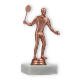 Pokal Kunststofffigur Badmintonspieler bronze auf weißem Marmorsockel 15,0cm
