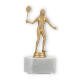 Pokal Kunststofffigur Badmintonspielerin goldmetallic auf weißem Marmorsockel 17,0cm