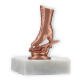 Trophy plastic figure skate bronze on white marble base 9.4cm