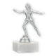 Pokal Kunststofffigur Eiskunstläuferin silbermetallic auf weißem Marmorsockel 15,5cm