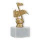 Trophy plastic figure note gold metallic on white marble base 14.3cm