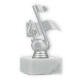 Trophy plastic figure note silver metallic on white marble base 13.3cm