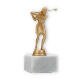 Pokal Kunststofffigur Golf Damen goldmetallic auf weißem Marmorsockel 17,0cm