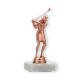 Pokal Kunststofffigur Golf Damen bronze auf weißem Marmorsockel 15,0cm