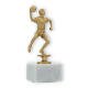 Pokal Kunststofffigur Handballspieler goldmetallic auf weißem Marmorsockel 16,8cm
