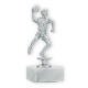 Trophy plastic figure handball player silvermetallic on white marble base 15,8cm