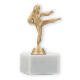 Pokal Kunststofffigur Karate Damen goldmetallic auf weißem Marmorsockel 14,4cm