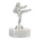 Pokal Kunststofffigur Karate Damen silbermetallic auf weißem Marmorsockel 13,4cm