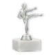 Pokal Kunststofffigur Karate Herren silbermetallic auf weißem Marmorsockel 13,4cm