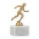 Trophy plastic figure runner gold metallic on white marble base 14,0cm