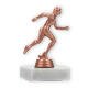 Pokal Kunststofffigur Läuferin bronze auf weißem Marmorsockel 12,0cm