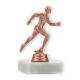 Pokal Kunststofffigur Läufer bronze auf weißem Marmorsockel 12,0cm