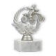Trophy plastic figure Quad in wreath silver metallic on white marble base 13,6cm