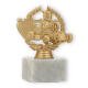 Trophy plastic figure Go-Kart in wreath gold metallic on white marble base 13,5cm