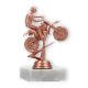 Pokal Kunststofffigur Motorrad bronze auf weißem Marmorsockel 12,9cm