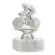 Trophy plastic figure racing bike silver metallic on white marble base 12.5cm