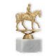 Trophy plastic figure rider goldmetallic on white marble base 15,3cm
