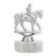 Pokal Kunststofffigur Reiter silbermetallic auf weißem Marmorsockel 14,3cm