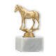 Pokal Kunststofffigur Quarter Horse goldmetallic auf weißem Marmorsockel 13,7cm