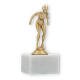 Pokal Kunststofffigur Schwimmerin goldmetallic auf weißem Marmorsockel 14,3cm