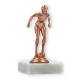 Pokal Kunststofffigur Schwimmerin bronze auf weißem Marmorsockel 12,3cm