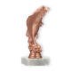 Trophy plastic figure standing perch bronze on white marble base 17,4cm