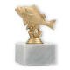 Trophy plastic figure perch gold metallic on white marble base 11,8cm