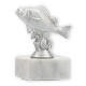 Trophy plastic figure perch silver metallic on white marble base 10.8cm