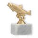 Trophy plastic figure trout gold metallic on white marble base 11,7cm