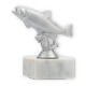 Trophy plastic figure trout silver metallic on white marble base 10.7cm