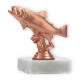 Trophy plastic figure trout bronze on white marble base 9,7cm