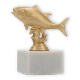 Trophy plastic figure tuna gold metallic on white marble base 12.1cm