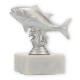 Pokal Kunststofffigur Thunfisch silbermetallic auf weißem Marmorsockel 11,1cm