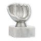 Trophy plastic figure baseball glove silver metallic on white marble base 10.8cm