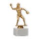 Pokal Kunststofffigur Softballspielerin goldmetallic auf weißem Marmorsockel 18,3cm