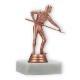 Pokal Kunststofffigur Billardspieler bronze auf weißem Marmorsockel 12,0cm