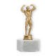 Trophy plastic figure bodybuilder gold metallic on white marble base 16,9cm