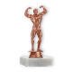 Trophy plastic figure bodybuilder bronze on white marble base 14,9cm