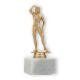 Trophy plastic figure female bodybuilder gold metallic on white marble base 17,3cm