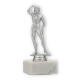Coupe Figure en plastique Bodybuilderin argent métallique sur socle en marbre blanc 16,3cm