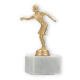 Pokal Kunststofffigur Petanque Damen goldmetallic auf weißem Marmorsockel 15,5cm