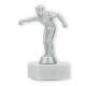 Trophy plastic figure Petanque men silver metallic on white marble base 14.5cm