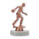 Pokal Kunststofffigur Bowlingspieler bronze auf weißem Marmorsockel 14,0cm