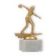 Trophy plastic figure bowling ladies gold metallic on white marble base 16.4cm
