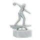 Trophy plastic figure bowling ladies silver metallic on white marble base 15.4cm